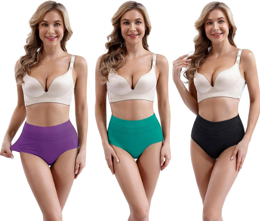 Xaanelr Damen Unterhosen Hipsters Stretch Baumwolle Hohe Taille Slips Weich Unterwäsche für Frauen M