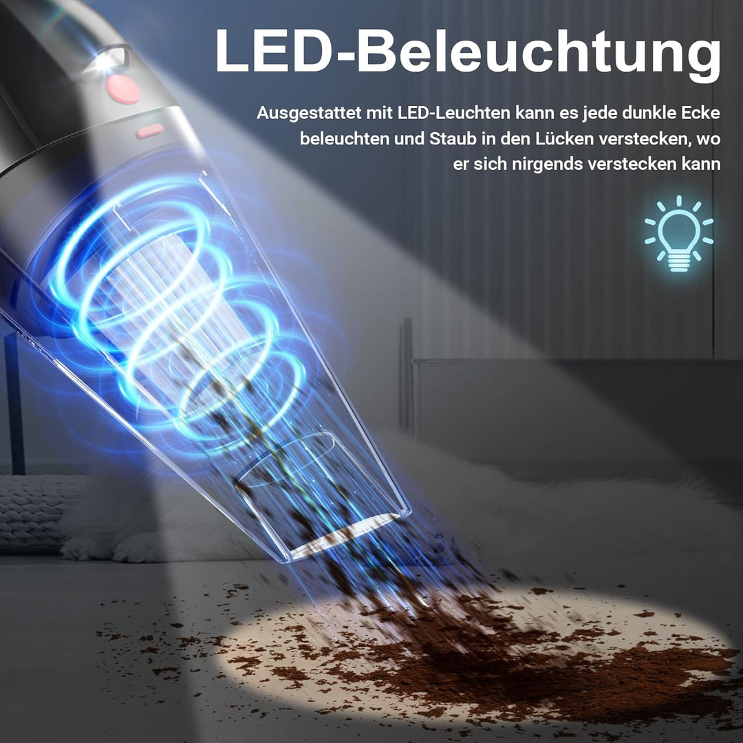 18000Pa Handstaubsauger,120W USB Aufladbar Kabellos Tragbar Mini Staubsauger, Leistungsstarker Nass