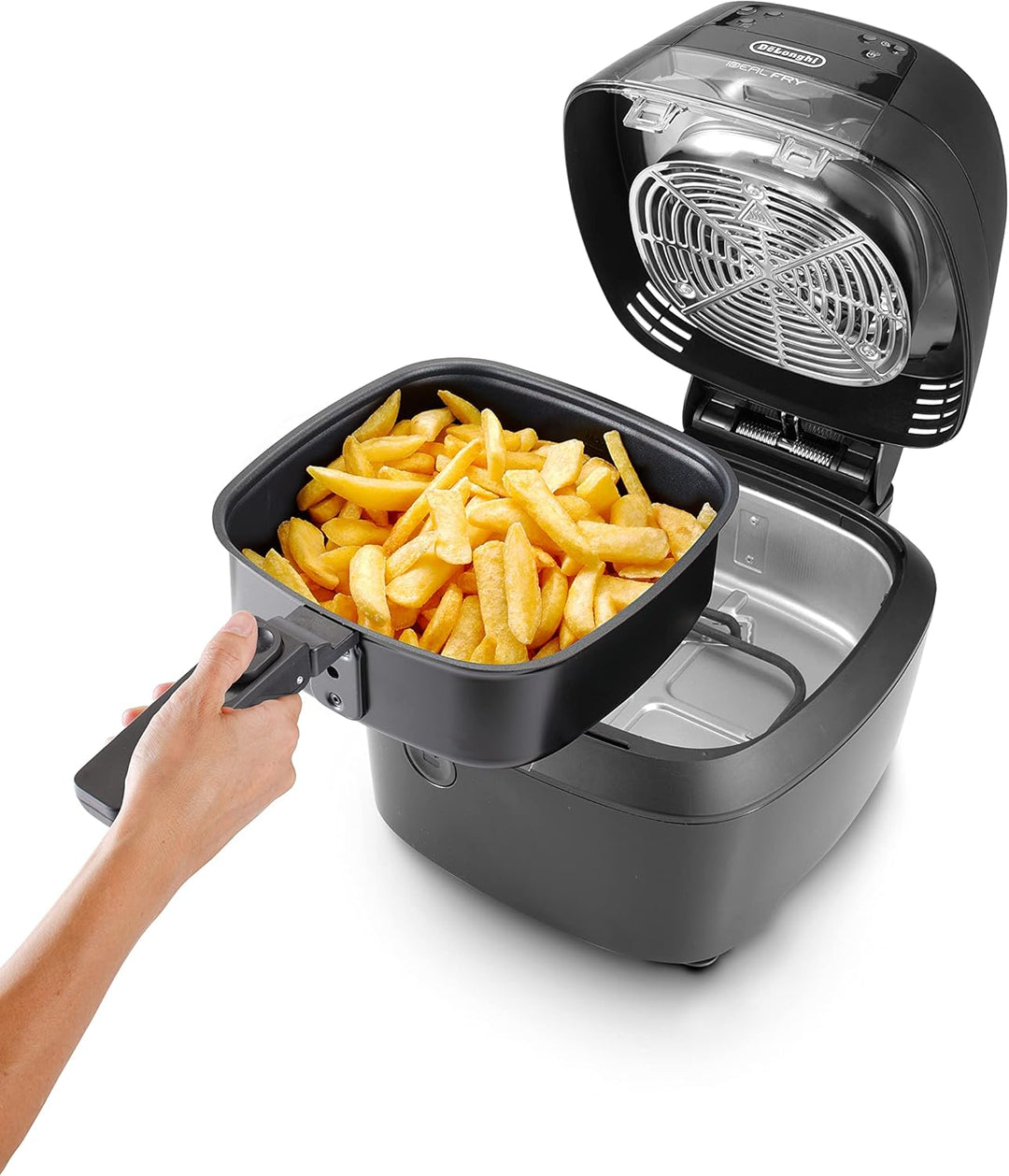 De'Longhi FH2184.BK IDEALFRY Luftfritteuse, Kapazität 1,25 kg, digitales Bedienfeld, 5 voreingestell