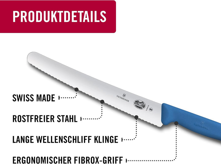 Victorinox Fibrox Konditorsäge mit Wellenschliff, Langes Küchenmesser für Kuchen und Backwaren, 26 c