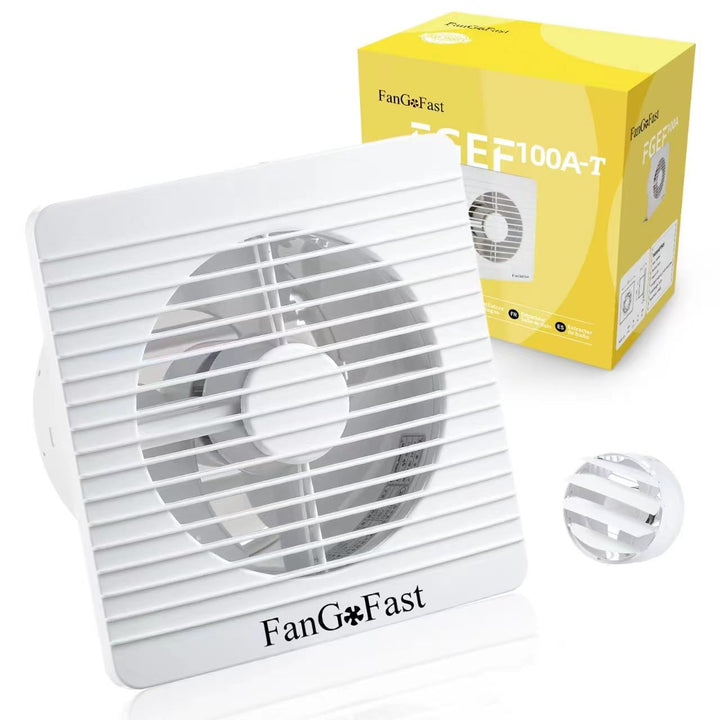 FanGoFast Badlüfter 100mm mit Nachlauf Abluftventilator Leiser 12W Leistungsstarke Wandventilator Lü