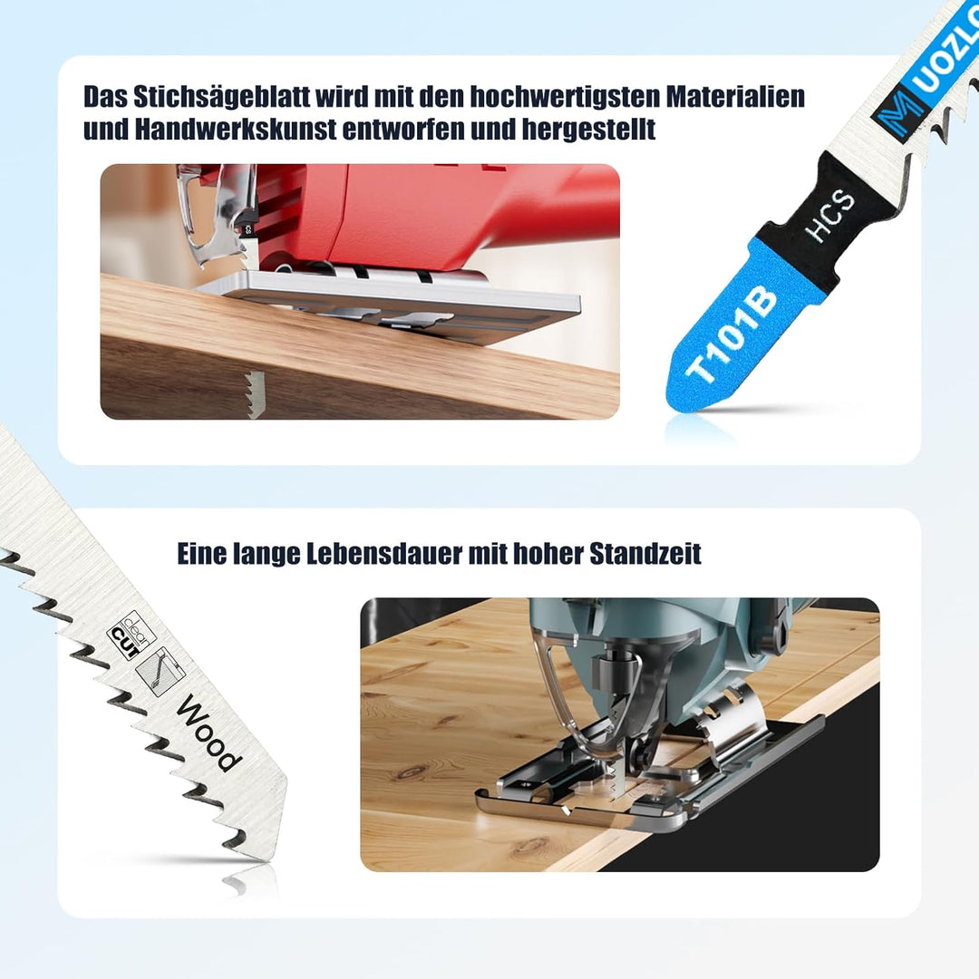 100tlgT101B Stichsägeblätter ，T-Schaft Stichsägeblatt Set mit Aufbewahrungskoffer für Holz，sägeblätt