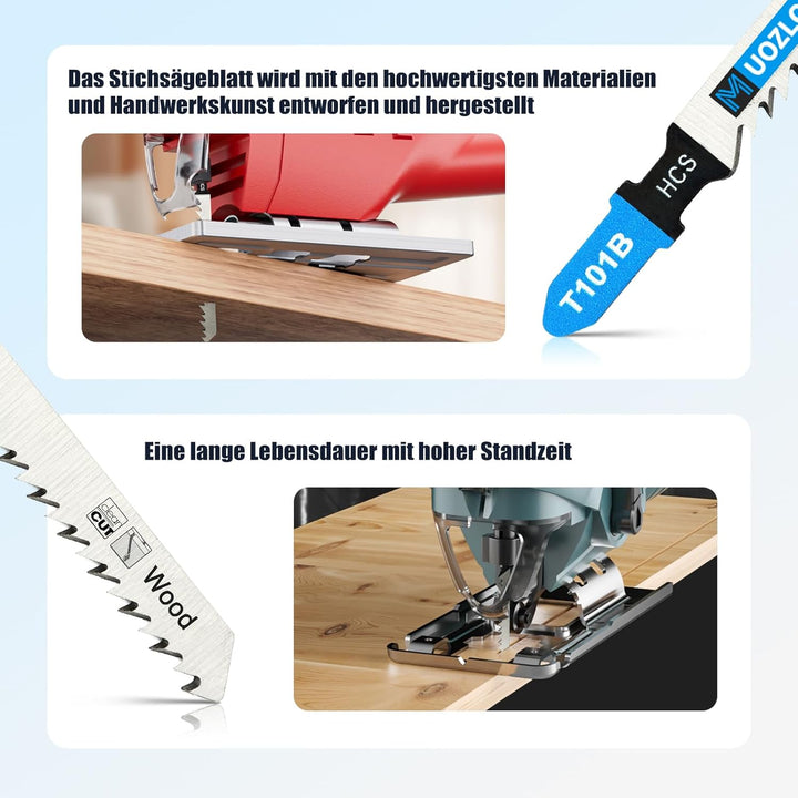 100tlgT101B Stichsägeblätter ，T-Schaft Stichsägeblatt Set mit Aufbewahrungskoffer für Holz，sägeblätt