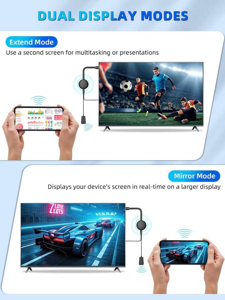 Wireless HDMI Adapter,2.4/5 GHz Miracast Wireless HDMI Dongle,1080P WiFi Miracast Adapter Dongle Dis