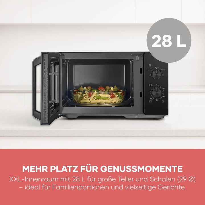Severin Mikrowelle Solo, zum Auftauen und Erhitzen, XXL Innenraum, 28 L, Mikrowellengerät mit heraus