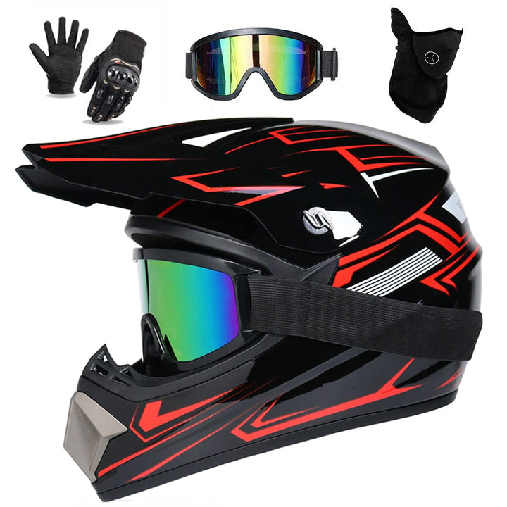 Downhill Motorradhelm Kinder, Helm Set Herren ATV Motorradhelm D.O.T Zertifizierter Helm Mit Brille