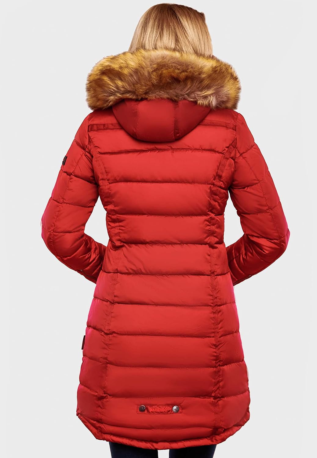 Navahoo Damen Warmer Winter Steppmantel Papaya XS-XXL S Rot, S Rot