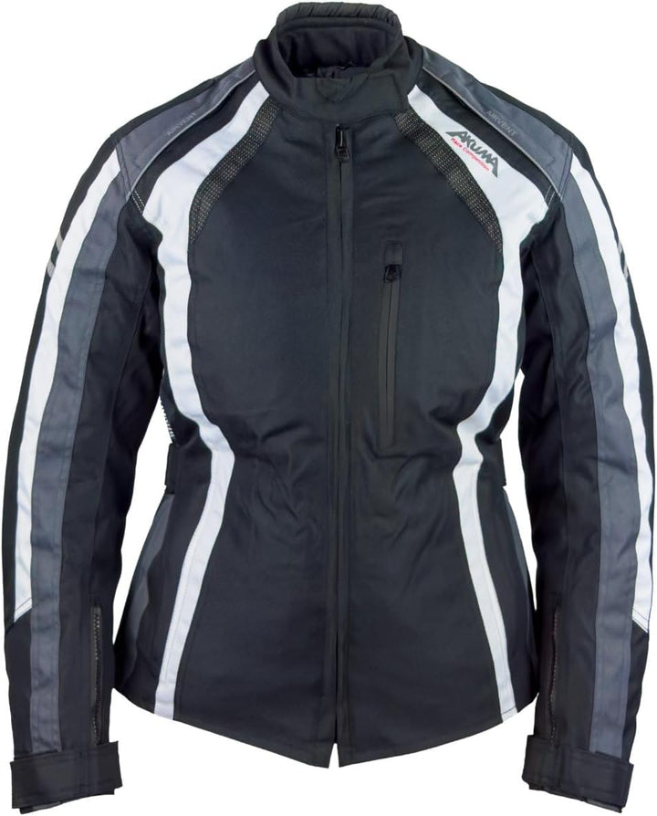 Roleff Racewear Damen Motorradjacke Venedig RO 980, Schwarz/Weiss/Grau, Grösse L