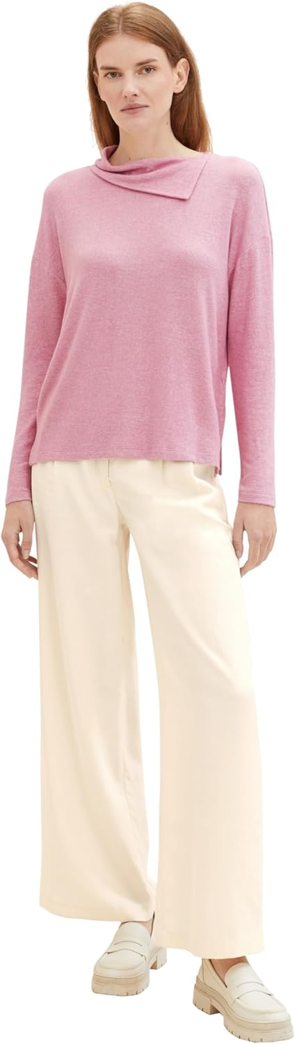 TOM TAILOR Damen Longsleeve T-Shirt S 33966 - Dusty Vanda Melange, S 33966 - Dusty Vanda Melange