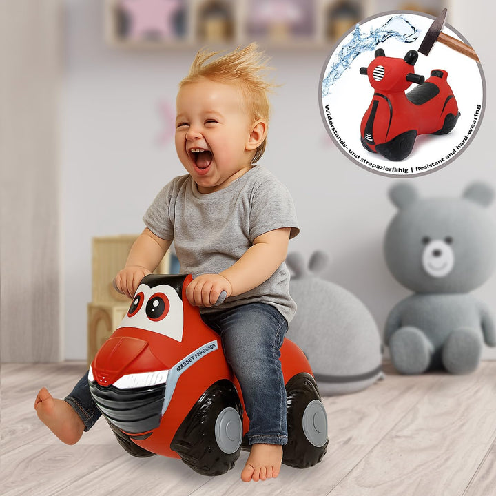 JAMARA 466000 Massey Ferguson Hüpftraktor mit Pumpe-Hüpfer, BPA frei, Pflegeleicht, offiziell lizenz