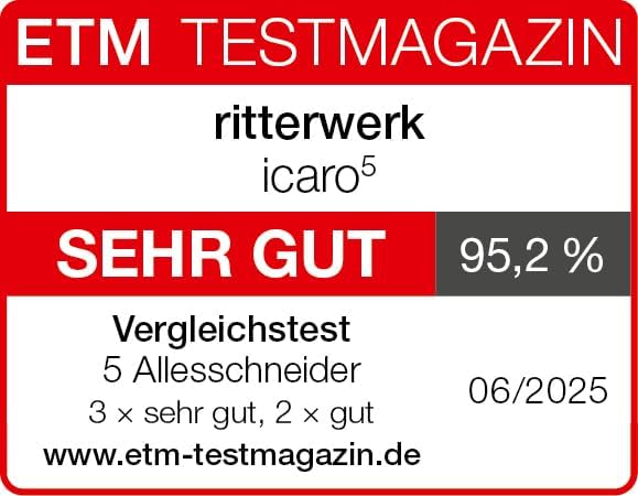 ritter icaro 5 Klappbarer elektrischer Allesschneider & Brotschneidemaschine aus Metall mit ECO-Moto