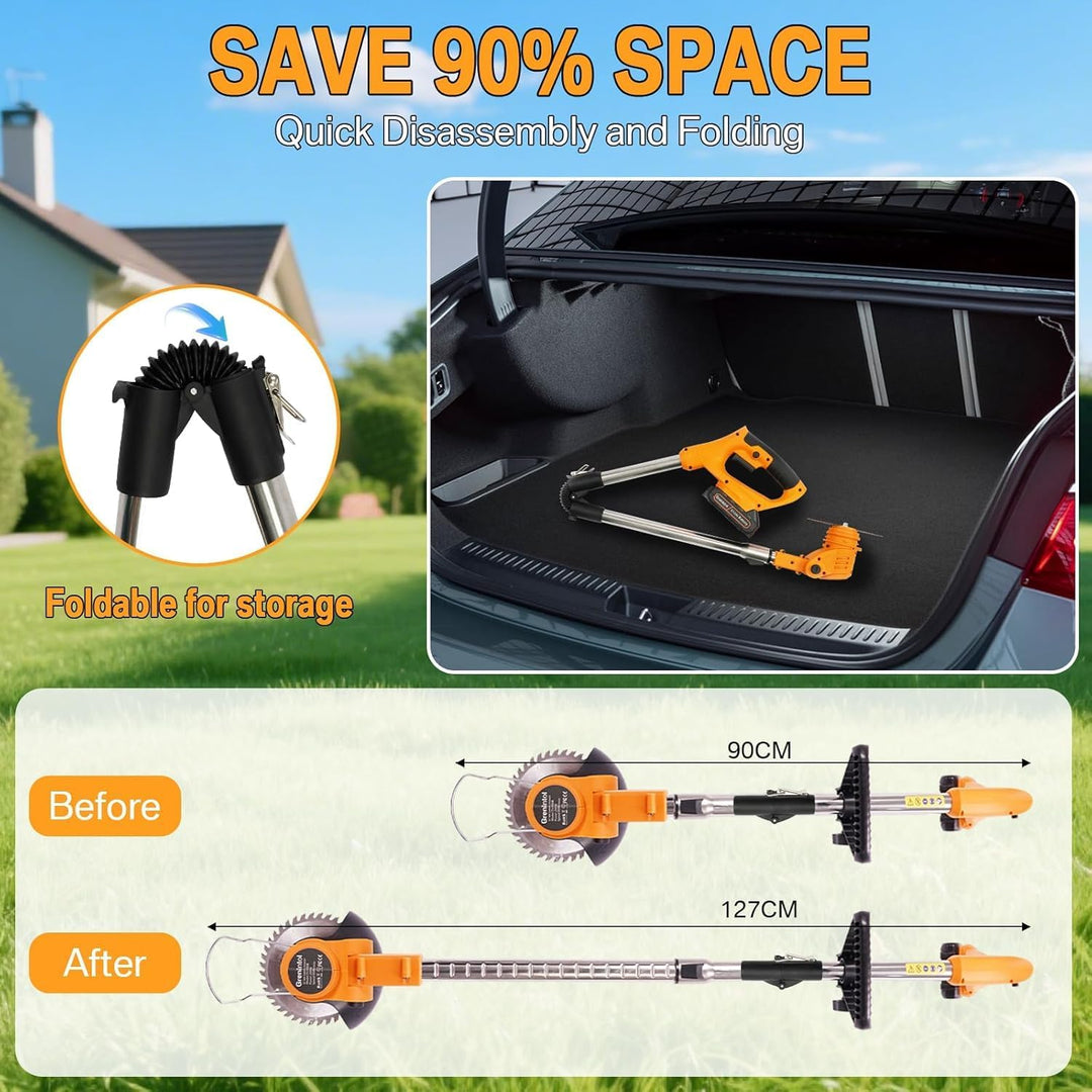 Rasentrimmer mit Akku 21V, Klappbarer Akku Freischneider mit 4.0AH Batterien, Akku Rasentrimmer & Ra