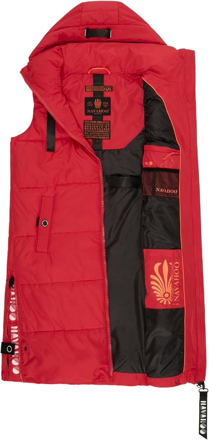 Navahoo Damen ärmellose lange Outdoorweste warme Winterjacke Schnuffelchen XS-3XL XS Salsa Red, XS S