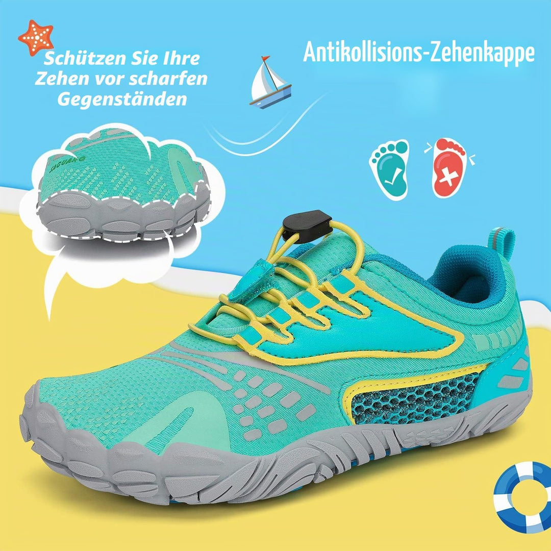 SAGUARO Kinder Barfussschuhe Schnell Trocknend Badeschuhe,24-36 EU 29 EU Grün Gelb, 29 EU Grün Gelb