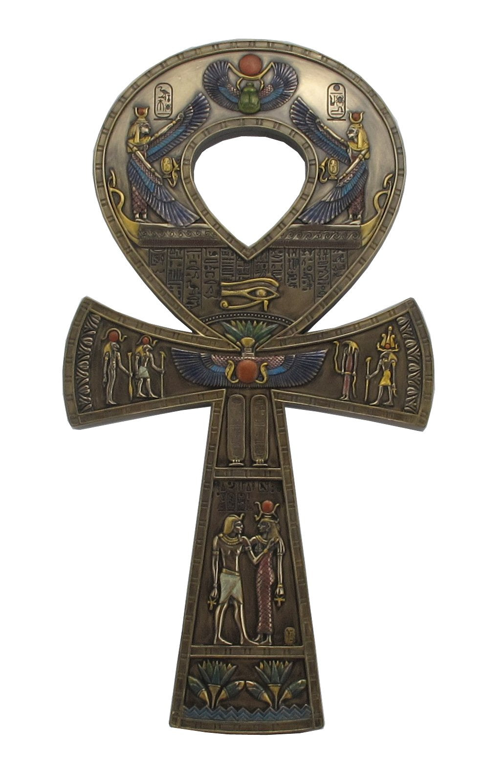 Wandbehang, antikes ägyptisches Ankh-Symbol, Bronze-Finish, 39,5 cm Zinn, Bronze, Zinn, Bronze