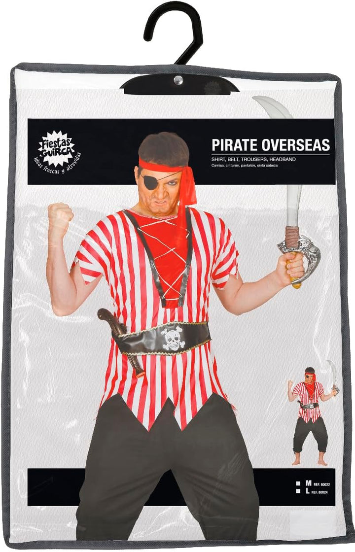 FIESTAS GUIRCA | Pirata de Ultramar Kostüm für Erwachsene - Hemd, Kopftuch, Gürtel und Hose - Korsar