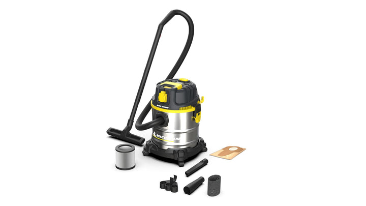 Michelin Nass- und Trockensauger HP20 PRO I Edelstahlbehälter 20 L I Steckdose für weitere Geräte I