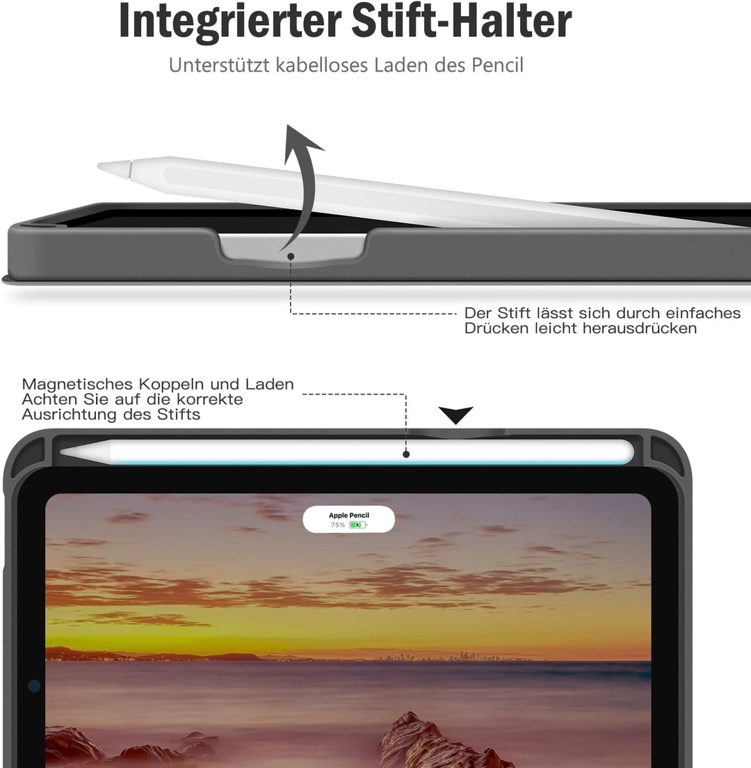 Antbox Hülle für iPad mini (A17 Pro) 7./6. Generation 8,3 Zoll Braun | PU Leder, Integrierter Stifth