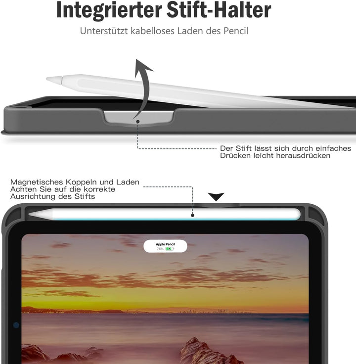 Antbox Hülle für iPad mini (A17 Pro) 7./6. Generation 8,3 Zoll Braun | PU Leder, Integrierter Stifth