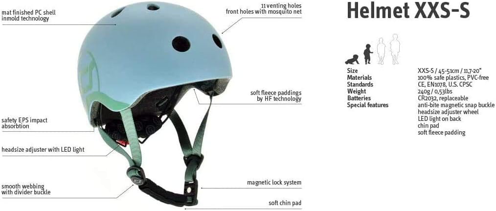 Scoot & Ride - XXS - S Size Kids Helmet Steel, Steel