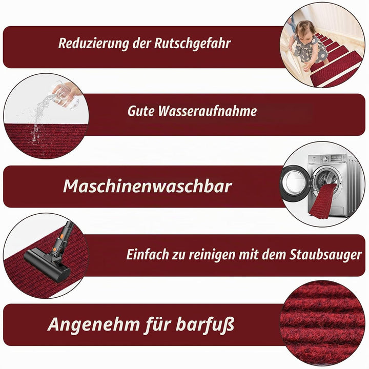 MBIGM 15er Set Stufenmatten 20 cm X 76 cm Treppenteppich Selbstklebend Sicherheit Stufenteppich für