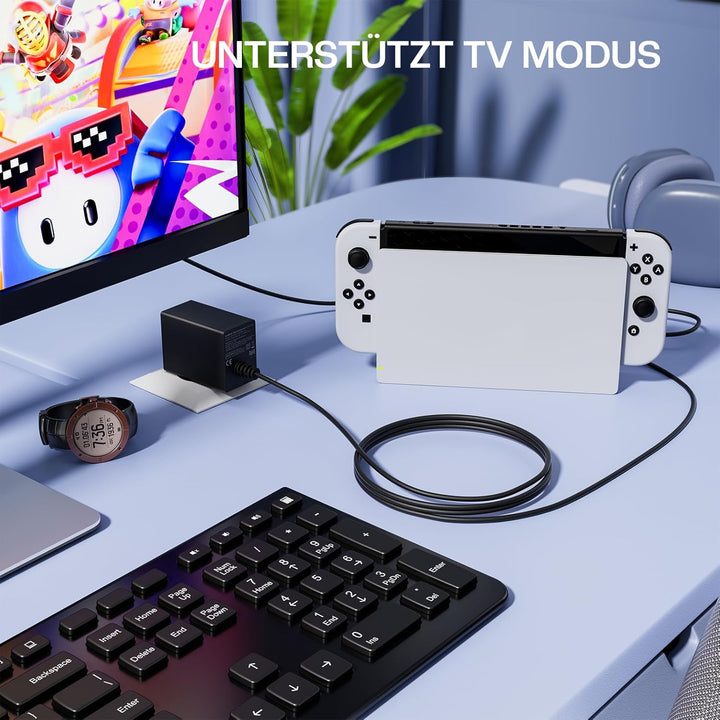 Netzteil für Switch/Switch OLED, PD Typ C Ladegerät unterstützt TV und Handheld Modus Reise Charger
