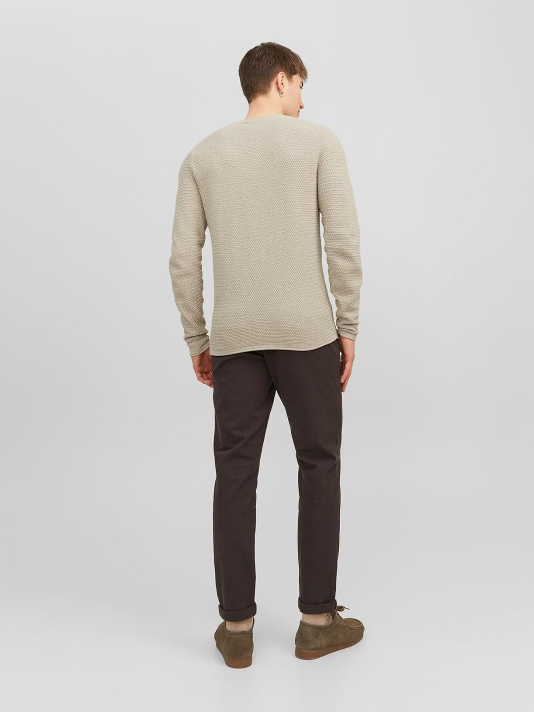 JACK & JONES Male Strickpullover Einfarbig Strickpullover M Island Fossil, M Island Fossil