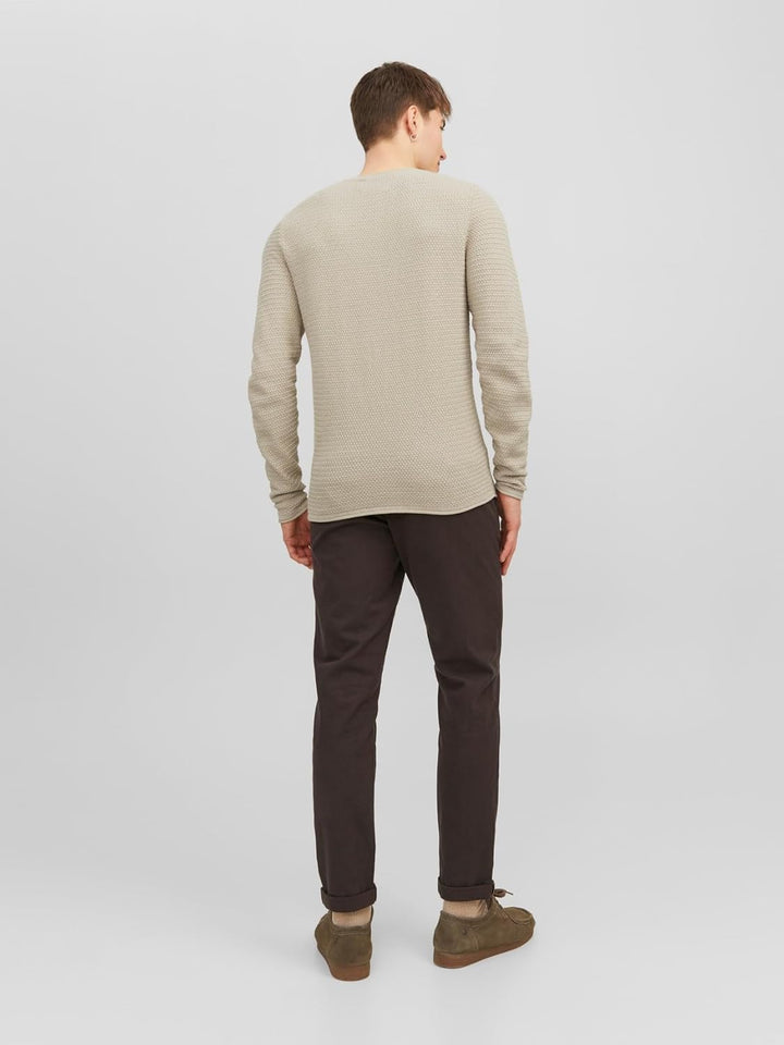 JACK & JONES Male Strickpullover Einfarbig Strickpullover M Island Fossil, M Island Fossil