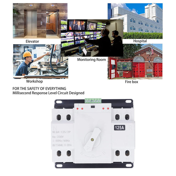 Dual Power Automatischer Transferschalter AC 400V 2P 125A ATS CB Automatik Netz Umschalter Notstrom