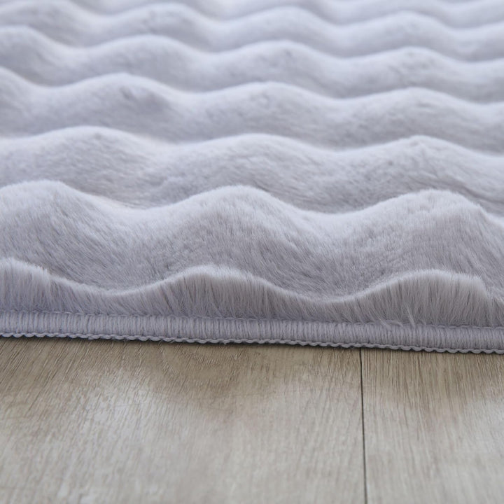 Carpetsale24 Teppich Wohnzimmer Moderne Einfarbig 3D Hoch-Tief Struktur Design Silberfarbe 160 x 230