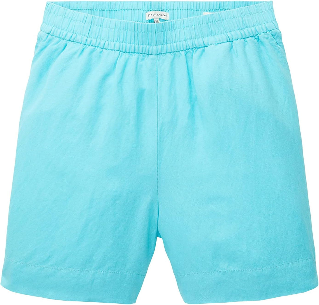 TOM TAILOR Damen Basic Linen Shorts 44 26007 - Teal Radiance, 44 26007 - Teal Radiance