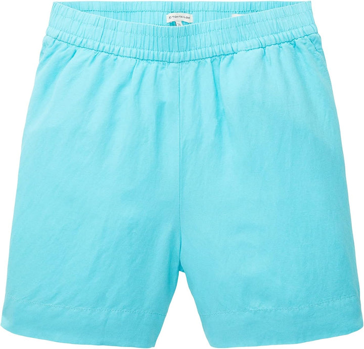 TOM TAILOR Damen Basic Linen Shorts 44 26007 - Teal Radiance, 44 26007 - Teal Radiance