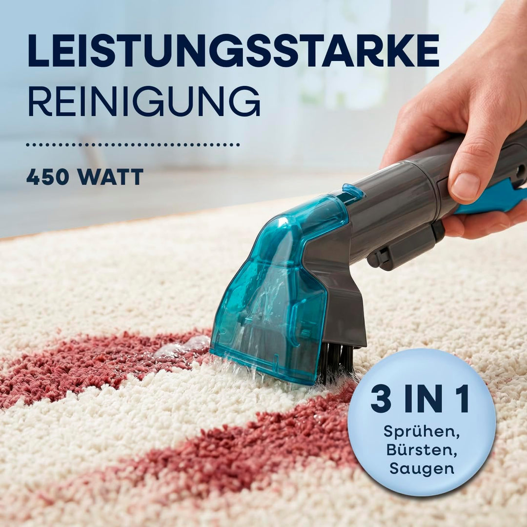 CLEANmaxx Polsterreiniger Gerät Kompakt Pro inkl. Teppichreiniger Mittel | 13 kPa Nasssauger für Pol