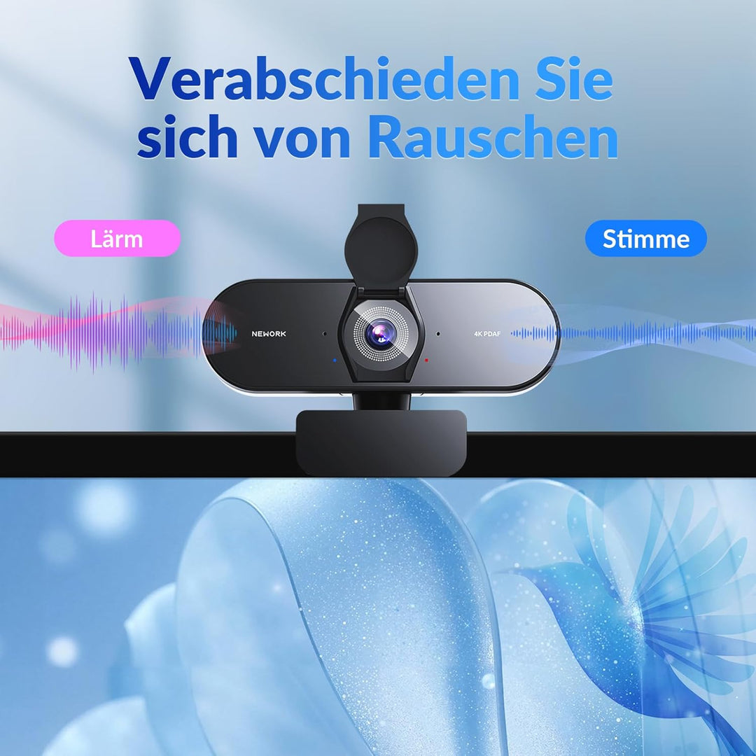 4K Webcam Mit PDAF & CDAF Dual-Autofokus, Ultra HD 4K, 2 Rauschunterdrückungs-Mikrofone, Automatisch