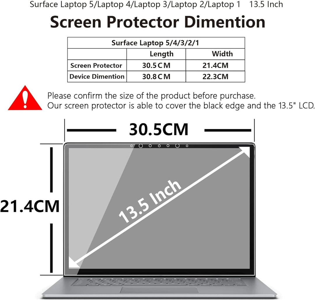 Adeway Surface Laptop 5 Schutzfolie 13,5 Zoll, Anti Fingerabdruck/Hohe Empfindlichkeit/Perfekt Passe