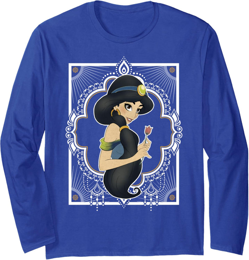 Disney Aladdin Jasmine Holding Rose Border Langarmshirt