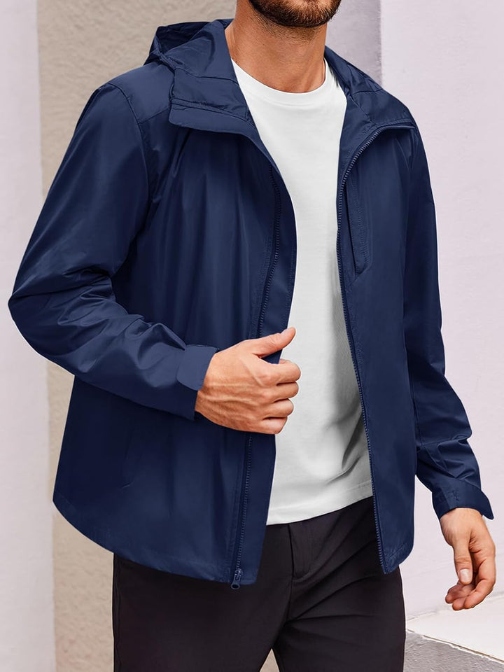 Runcati Herren Regenjacke Leichte Kapuzenjacke Windbreaker Wasserdicht Aussenbereich Sport Wandern R