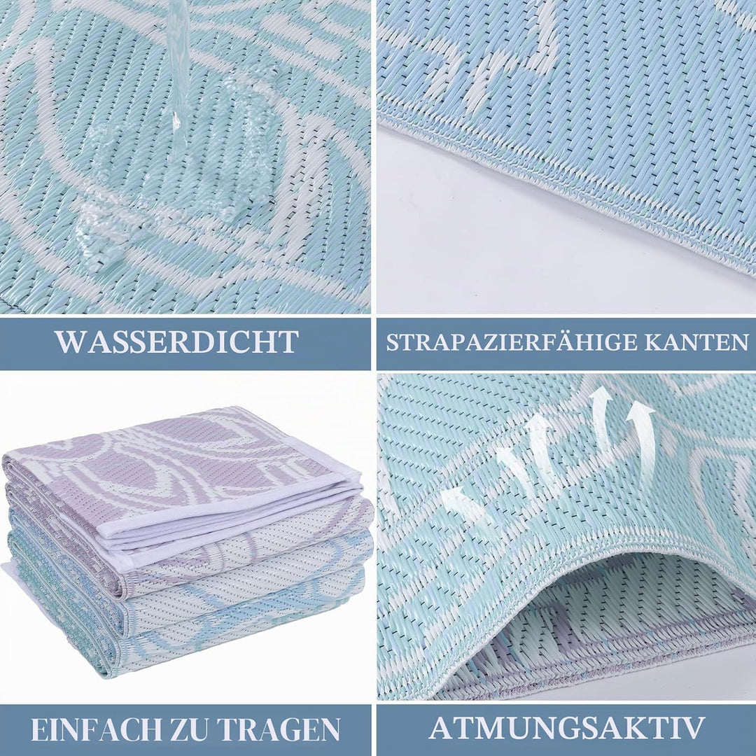Wetterfest Wendbarer Outdoor Teppich (Bläulich-Violett, 180 x 270 cm) Bläulich-violett 180 x 270 cm,