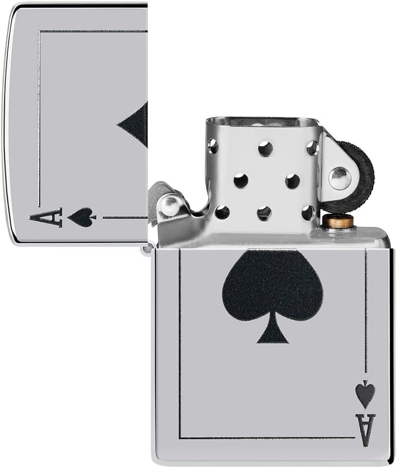 Zippo Sturmfeuerzeug - Modell Ace of Spade - High Polish Chrome Finish mit Color Image - Nachfüllbar
