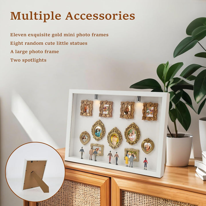 DIY Mini Museum Silhouette Box mit Vintage Mini Bilderrahmen Gold & Figuren,Figuren Menschen Museum