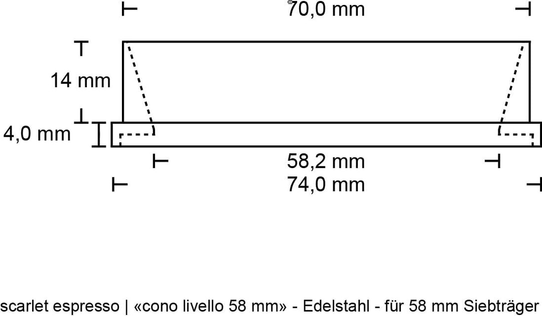 scarlet espresso | Präzisions-Trichter »Barista Cono Livello 58 mm« aus Edelstahl für Siebträger, Do