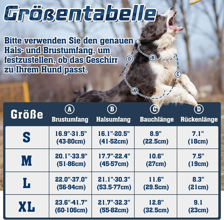 rabbitgoo Hundegeschirr Grosse Hunde, Anti Zug Geschirr Hund Verstellbar mit Griffe Verbreitert, Rob