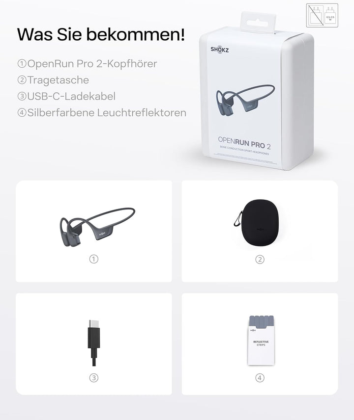 SHOKZ OpenRun Pro 2 Knochenschall Sportkopfhörer, Open-Ear-Ohrhörer mit Bluetooth 5.3, Mikrofon mit