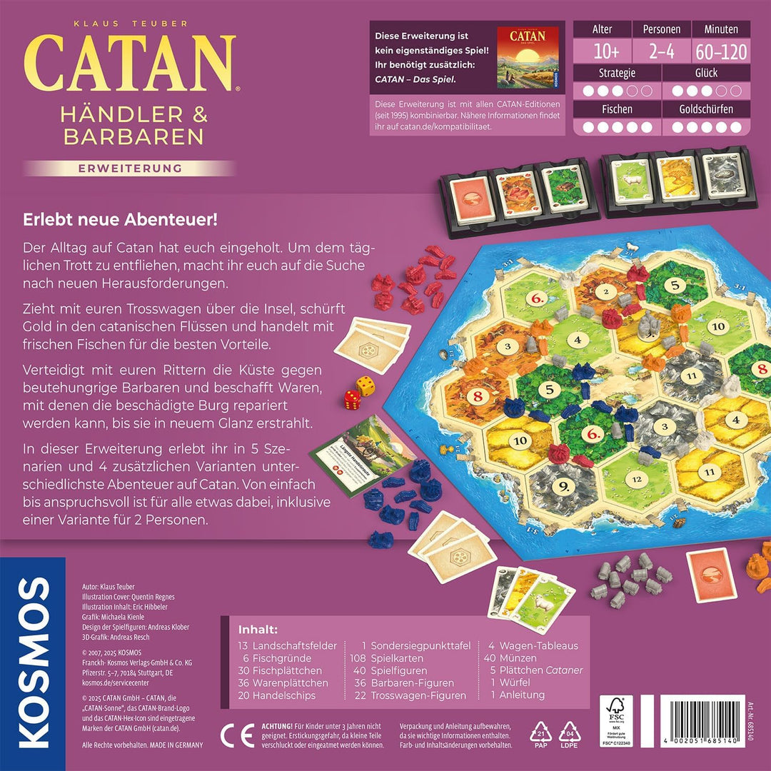 Kosmos 685140 Catan - Händler &amp; Barbaren, Erweiterung zu Catan - Das Spiel, Brettspiel für 3-4 Perso