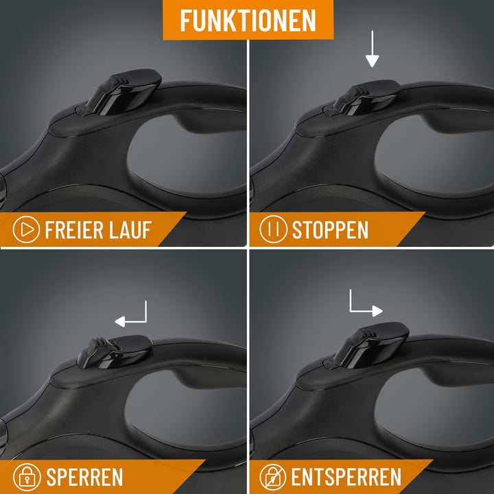 ReaVET Rollleine Hundeleine ausziehbar 5m für grosse Hunde (L) I Ergonomischer & Rutschfester Griff