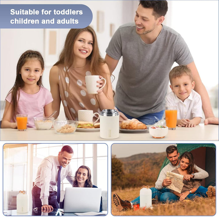 Dreamhigh® Thermobehälter für Essen 550 ml, Edelstahl Thermobecher Essen mit faltbaren Löffel, Warmh