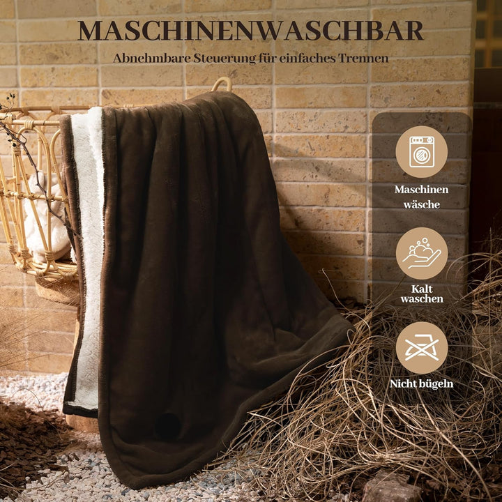 GOTCOZY Wärmedecke Heizdecke 130x180 cm – Ein Knopf Wärmedecke Elektrisch mit 10 Heizstufen & 9-Stun