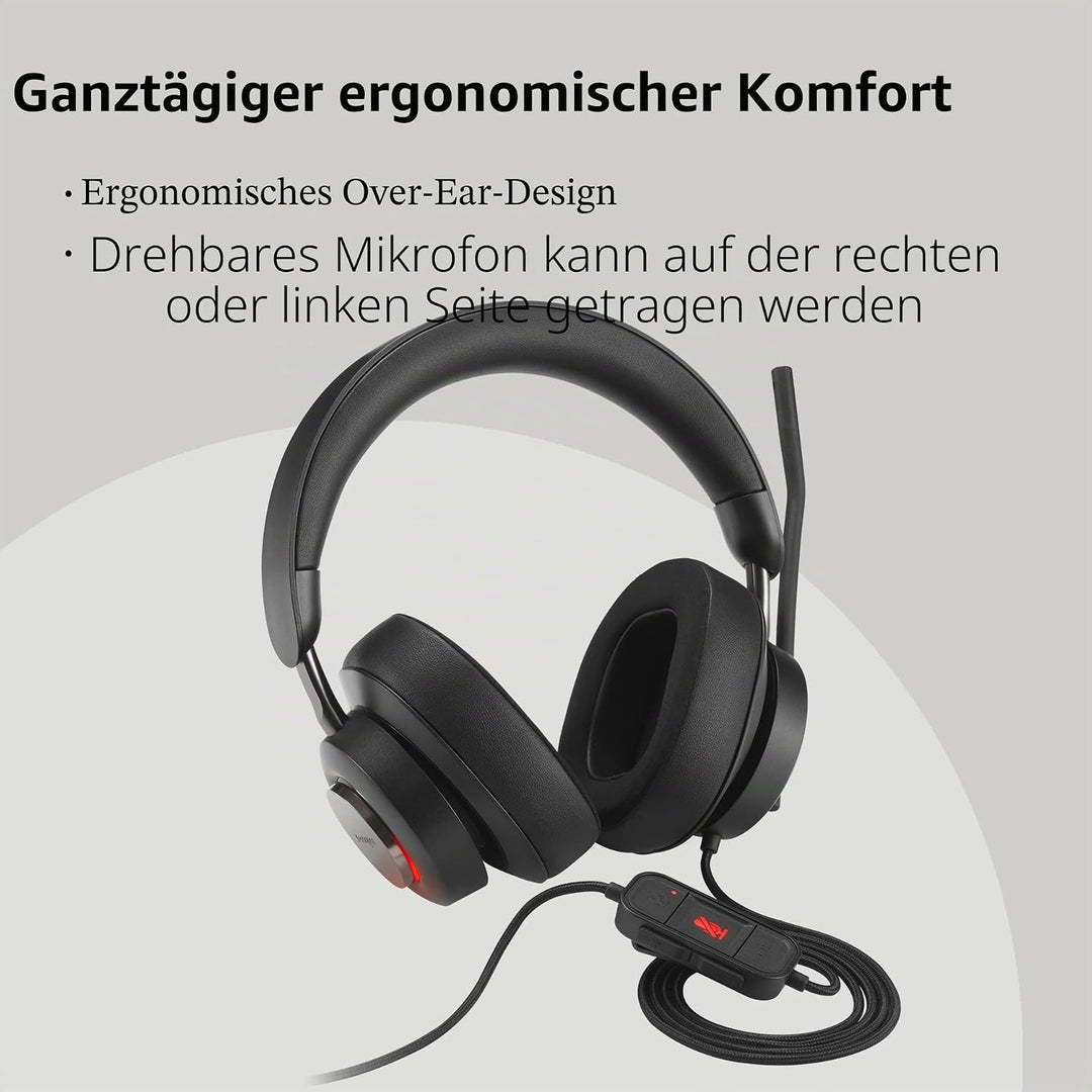 Kensington H2000 Over-Ear USB-C Kopfhörer mit Mikrofon, Windows- und Mac-kompatibel, Noice Cancellin