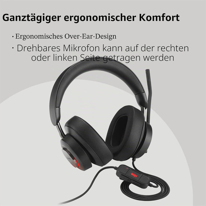 Kensington H2000 Over-Ear USB-C Kopfhörer mit Mikrofon, Windows- und Mac-kompatibel, Noice Cancellin