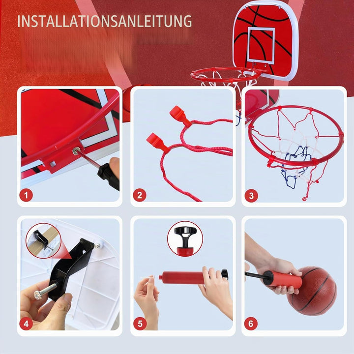Basketballkorb für Zimmer, Mini Basketballkorb Indoor mit Ballpumpe und 2 Bällen, Basketball Korb im